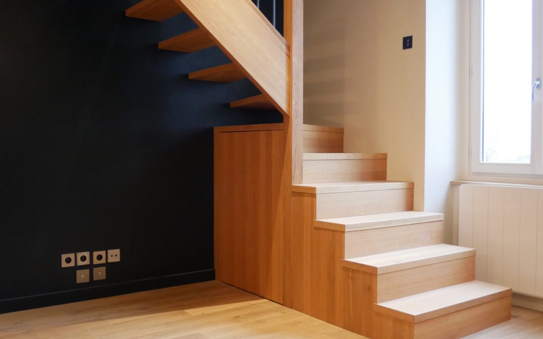 Escalier sur mesure en 3 plis chêne