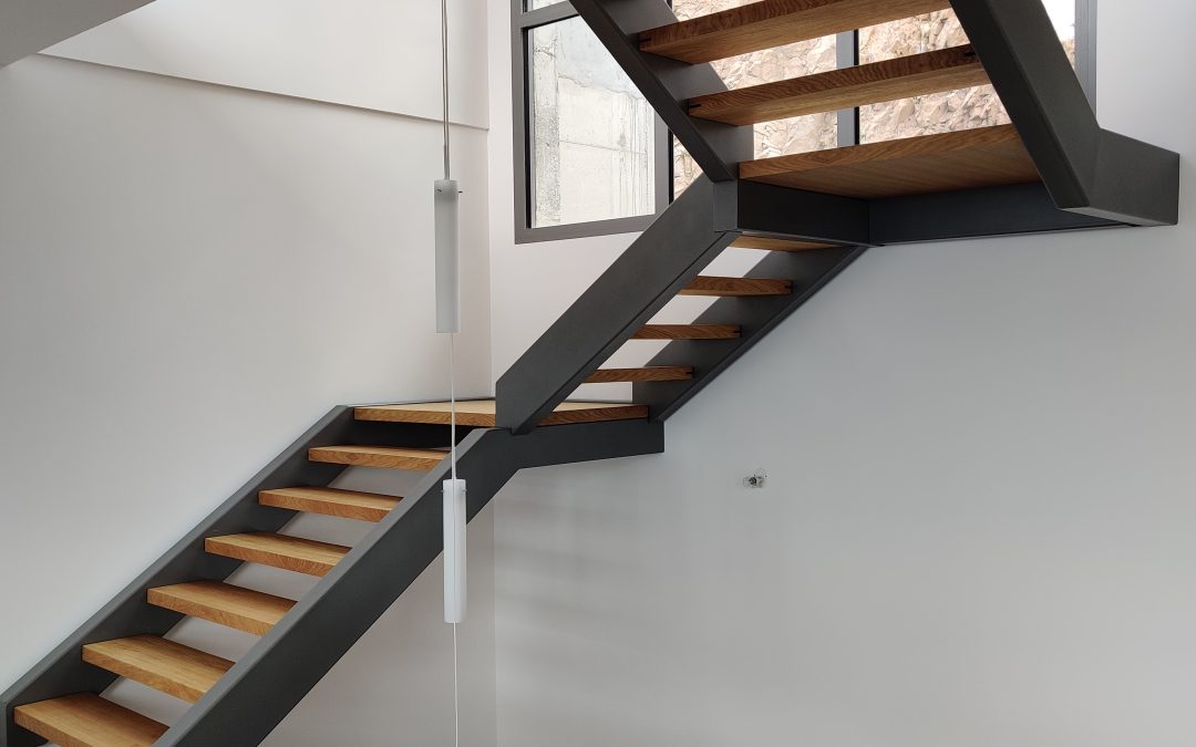 Escalier contemporain bois et métal